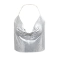 thumbnail image 4 of Top corto sin tirantes con lentejuelas para mujer - Diseño con tirantes metálicos - Top sexy para fiestas/discotecas - Material de poliéster, 4 of 4