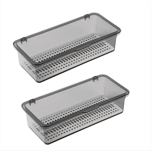 Bandeja para Cubiertos con Tapa,Almacenamiento Utensilios con Tapa Bandeja para Cubiertos PláStico,Organizador Cajones para Cubiertos Contenedor de Almacenamiento de UtensiliosB