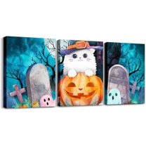 Hieng Kids Halloween Decor Kids Canvas Wall Art for Living Room Bedroom Black Bats Picture Wall for Bathroom Spooky Halloween Pattern Boys Girls Artwork Posters Animal Print Painting Unframed