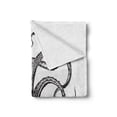 thumbnail image 2 of Octopus Soft Flannel Fleece Blanket, Vintage Style Old Engraved Illustration of a Sea Animal on Plain Backdrop, Cozy Plush for Indoor and Outdoor Use, 50" x 60", White Charcoal Grey, by Ambesonne, 2 of 6