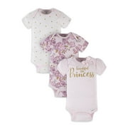 Gerber Baby Girl Short Sleeve Onesies Bodysuits, 3-Pack (Preemie - 12M)
