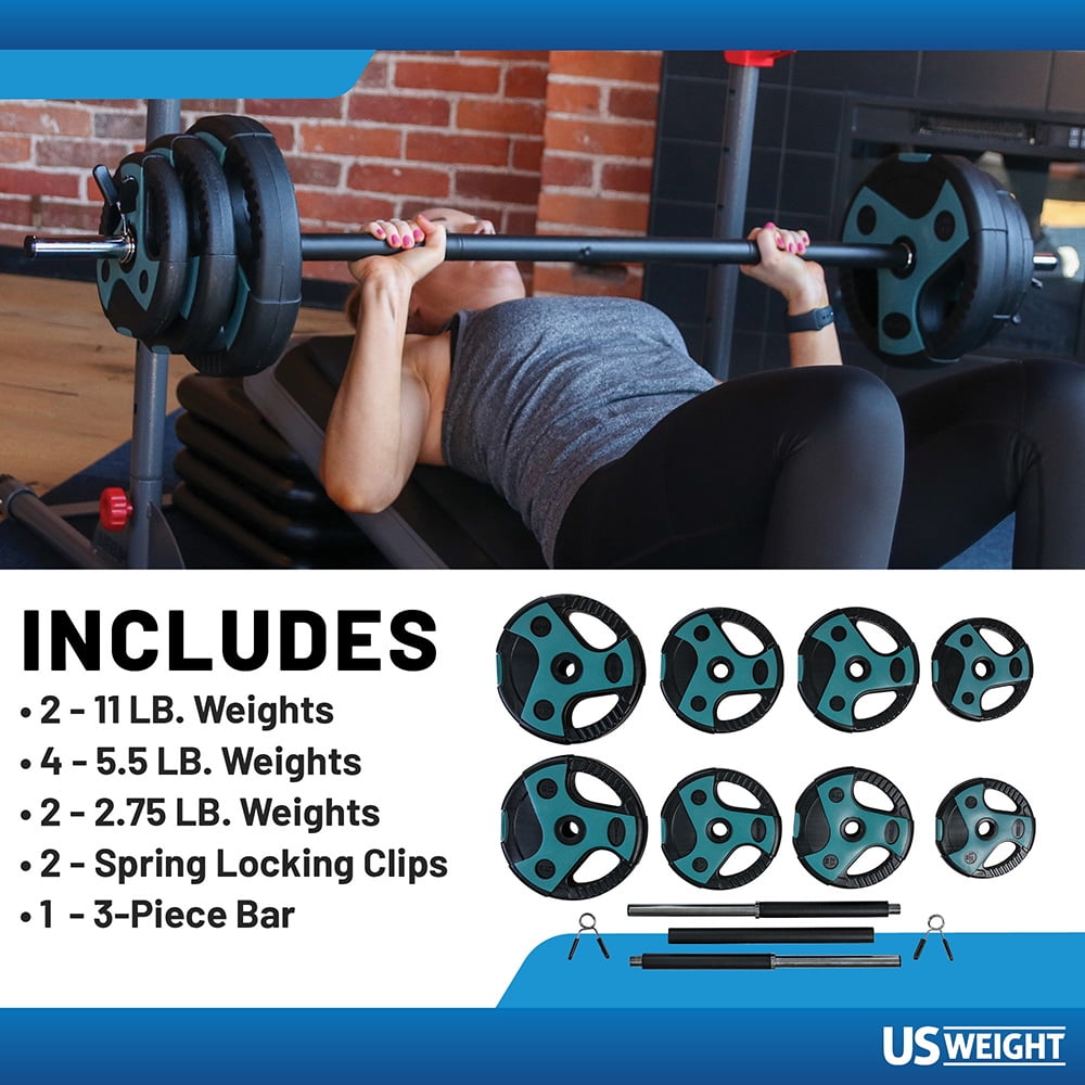 US Weight Barbell Weight Set for Home Gym (Multicolor), 109 lb