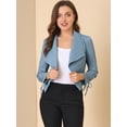 thumbnail image 3 of INSPIRE CHIC Chaqueta estilo cárdigan con frente abierto elegante para mujer, chaqueta recortada de oficina de trabajo Azul S, 3 of 6