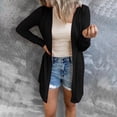 thumbnail image 2 of Manteau pour Femmes Automne Hiver Col Rond Trench-Coat Manches Longues Tricoté Manteau Extérieur Couleur Unie Mode Manteau Ouvert Cardigan Mi-Long Chaud, 2 of 5
