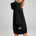 thumbnail image 4 of Karymi Dresses for Women for Women Solid Oversized Hoodie Dress, V Notch Neck Lantern Puff Long Sleeve Kangaroo Pocket Elastic Hem Sweatshirt Tunic Dress, 4 of 8