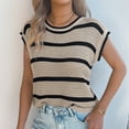 thumbnail image 5 of CHUMUD Womens Sweater Tops Summer Cap Sleeve Top Casual Crew Neck Ribbed Knit Lightweight Striped Pullover Top Loose Fit, 5 of 8