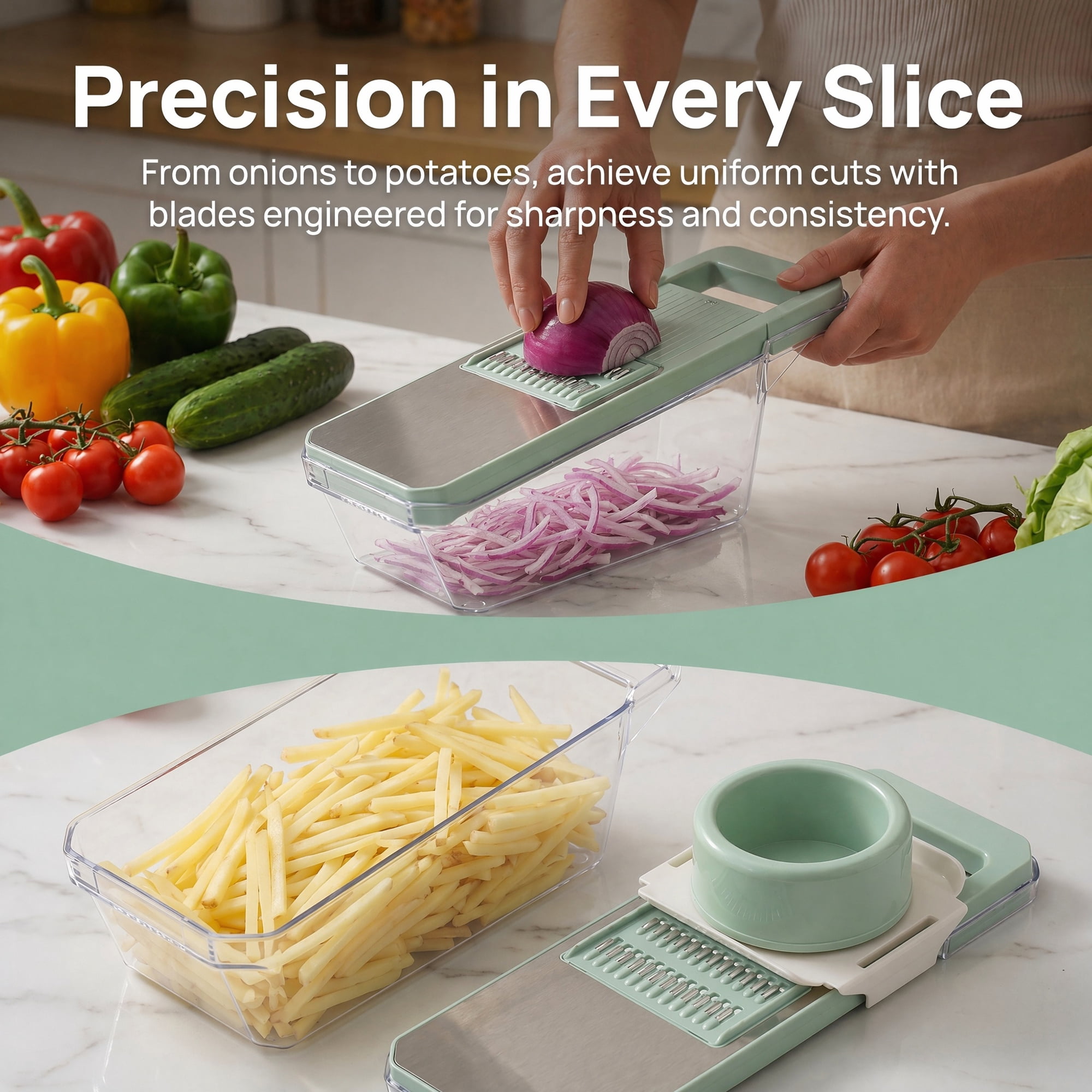 Unique Bargains Kitchen Slicer and Vegetable Chopper for Cooking 6 in 1(B) 11"x3.9"