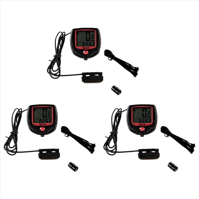 3X Ordenador de Bicicleta A Prueba de Agua, Odómetro, Velocímetro, Pantalla LCD, Ordenador de Ciclismo, Velocímetro, Cronómetro con Cable