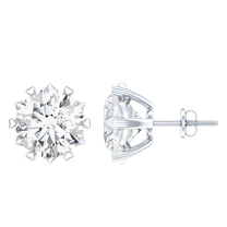 Rosec Jewels Moissanite Solitaire Studs for Women, Earrings for Mothers Day - 7 mm, 925 Sterling Silver