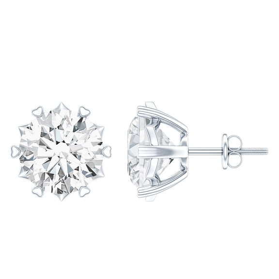 Rosec Jewels Moissanite Solitaire Studs for Women, Earrings for Mothers Day - 7 mm, 925 Sterling Silver