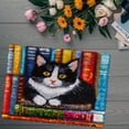 thumbnail image 5 of DIY Latch Hook Rug Kits Black and White Cat on Bookshelf Stamped Non-slip Mat Crochet Yarn Hook and Latch Emboridery Tapestry for Home Floor Decor and Pet Warm Cushion 52x38cm(1), 5 of 7