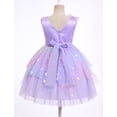 thumbnail image 2 of IBTOM CASTLE Toddler Girls Butterfly Birthday Dress Ruffle Tulle Flower Girl Wedding Pageant Formal Party Dress Floral Shiny Butterfly for Photo Shoot 18-24 Months Purple, 2 of 7