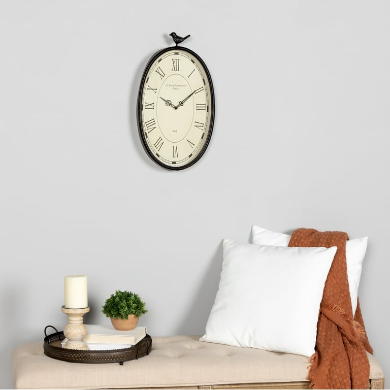 Oval Wall Clock With Bird