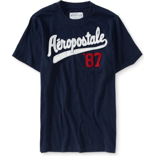 Aeropostale - Camiseta de béisbol para hombre, color azul, pequeña Aeropostale Camiseta gráfica