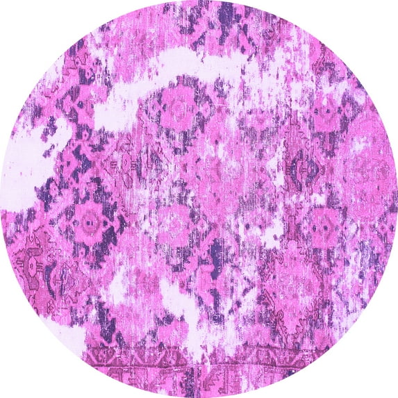 Ahgly Company Indoor Round Abstract Purple Modern Area Rugs, 8' Round