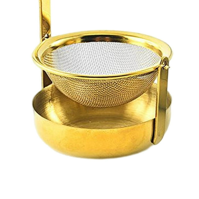 Rotating Tea Strainer Teaware Fine Mesh Portable for with Handle Party kitchen golden