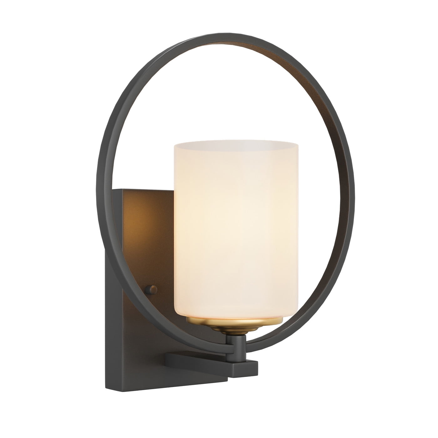 Aiwen 1-Light Wall Sconce Cylinder Minimalist Rustic Lighting Fixture with Circle Frame