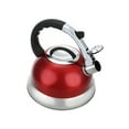 Mainstays 3 Liter Whistling Tea Kettle, Stainless Steel, Red
