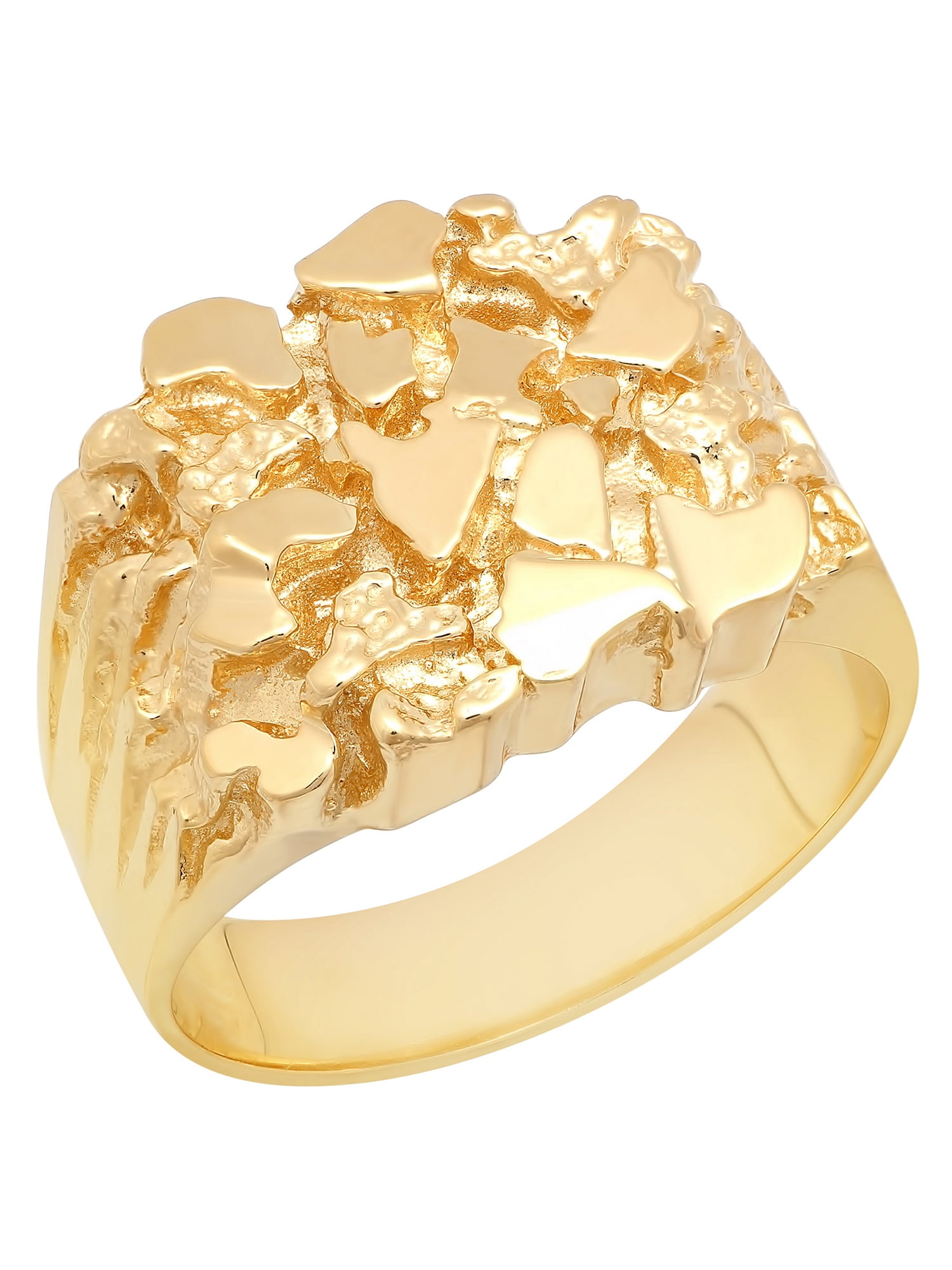 Cyber Monday Real 10K Yellow Gold Nugget Style Designer Fancy Pinky Ring Men's