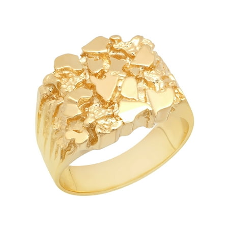 Men’s 14K Gold Plated Sterling Silver Nugget Ring – Mens (Best Gold Ring For Man)