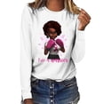 thumbnail image 2 of IROINNID Discount Breast Cancer Pullover for Women Breast Cancer Awareness Loose Top Long Sleeve Sweatshirt Pullover Blouse,White, 2 of 4