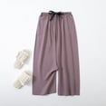 thumbnail image 2 of AherBiu Pajama Pants for Women Wide Leg Elastic High Waisted Summer Casual Loose Comfy Slacks Sleepwear, 2 of 3