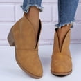 thumbnail image 3 of Mepaouo Bottines pour Femmes Bout Rond Coupe en V Chelsea à Enfiler Talon Bas Épais Habillées Style Western, 3 of 7