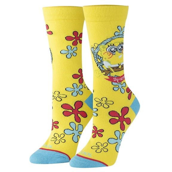 Cool Socks Novelty Crew Socks Women's SpongeBob Baby Bob, Graphic Print, Large