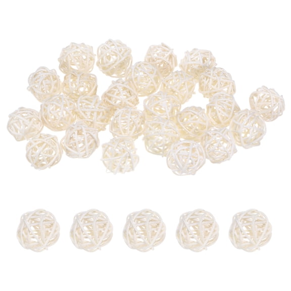 Uxcell 25-Pack Wicker Rattan Balls 30mm/1.2 Inch Decorative Rattan Balls for Christmas Weddings Thanksgiving White