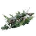 thumbnail image 4 of Northlight Pine and Berries Triple Candle Holder with Iridescent Christmas Ornaments - 32", 4 of 5