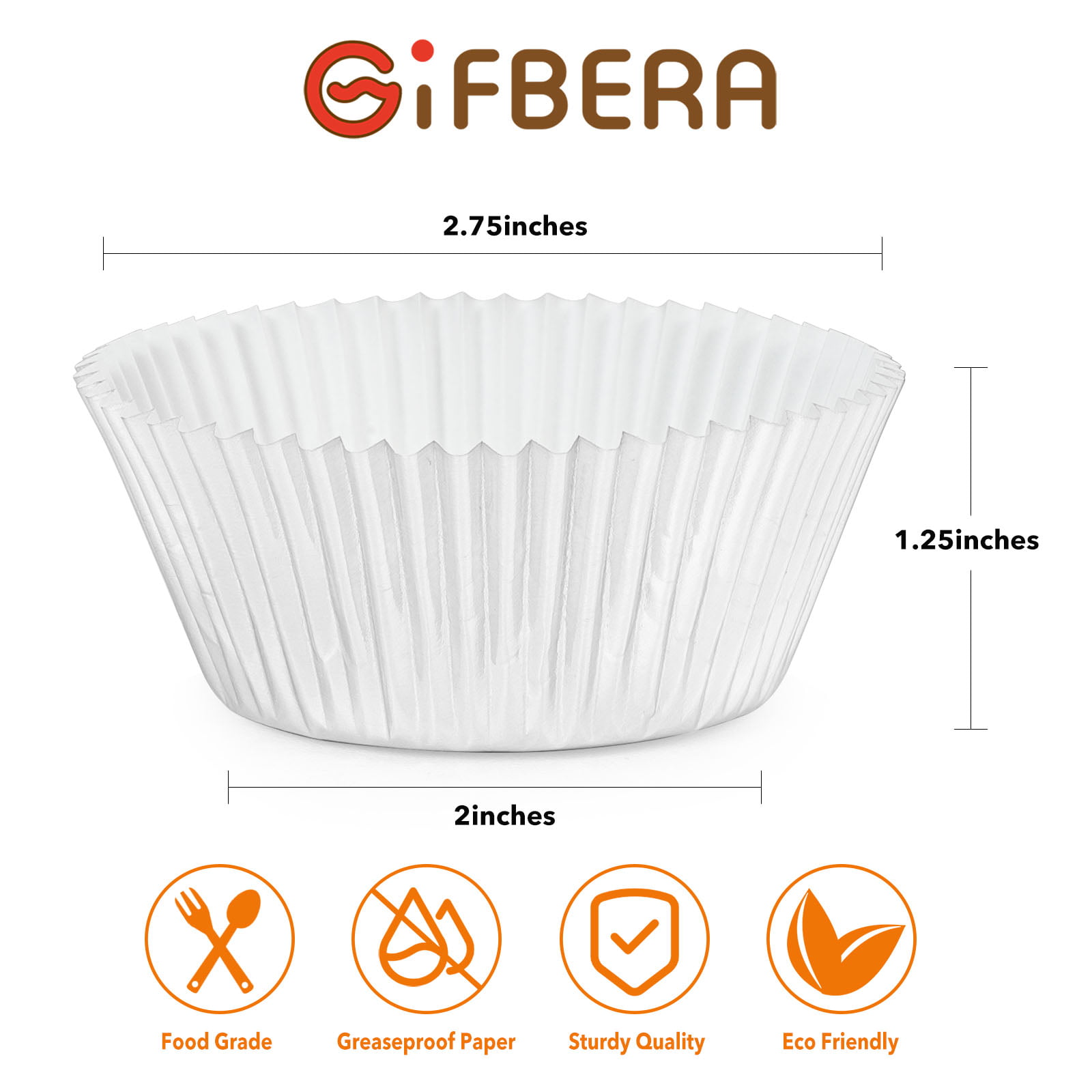 Gifbera Jumbo White Cupcake Liners Greaseproof Paper for Baking 100 Counts  - Large Muffin Liners Baking Cups Cupcake Wrappers for Wedding Birthday