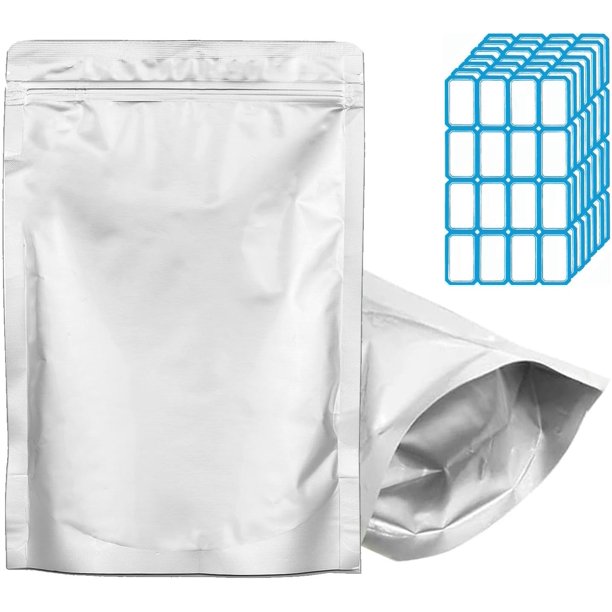 100 piezas Bolsas de Mylar de 1 Pinta - Gruesas 10 Mil - Bolsas con Cierre Vertical, Resellables y Termosellables Bolsa de Sellado al Vacío para Almacenamiento de Alimentos a Largo Plazo