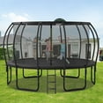 thumbnail image 7 of Trampoline Outdoor, 15 FT Trampoline with Enclosure Net and Ladder, Built-in 5 W-Shaped Legs and Basketball Board, Recreational Trampolines Family Jumping Workout, Outdoor Trampoline for Kids, Adults, 7 of 7