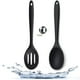 thumbnail image 1 of Armrouns Juego de cucharas antiadherentes de silicona, 2 cucharas de silicona para cocinar, cucharas de cocina resistentes al calor para mezclar cuchara de silicona sin Bpa (negro informal), 1 of 1