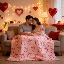 Pink Bow Throw Blanket –Christmas Soft Fleece Blanket , Coquette Aesthetic Room Decor for Bed, Couch, Chair, Preppy Bedroom or Gift, Cute Pink Bow Decor Blanket