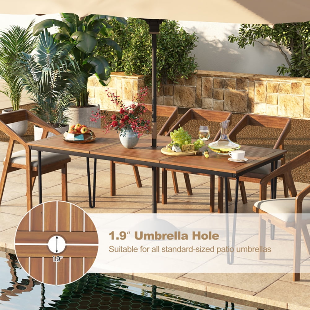 Aimee Lii 79 Inch 8-Person Outdoor Dining Table with 1.9 Inch Umbrella Hole, Patio Furniture Set Aimee Lii 79 Inch 8-Person Outdoor Dining Table with 1.9 Inch Umbrella Hole, Patio Furniture Set