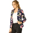 thumbnail image 1 of INSPIRE CHIC Chaqueta Tipo Blazer Informal Con Solapa De Muesca Y Manga Larga Para Mujer Azul marino-Floral S, 1 of 6