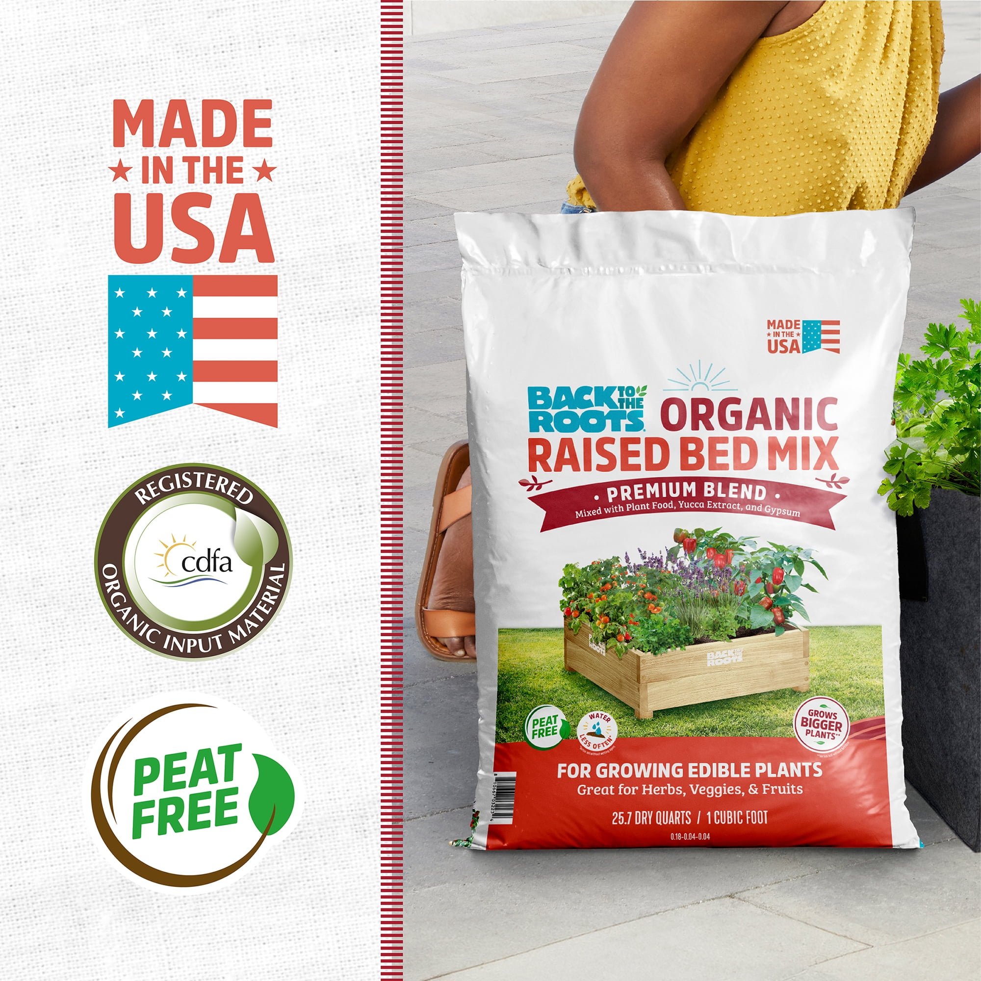Back to the Roots Organic Raised Bed Soil Mix Premium Blend, 1 cu ft