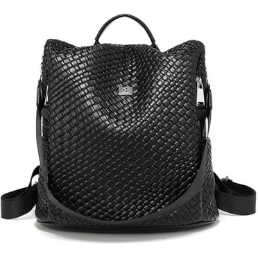 Woven Backpack Purse for Women Waterproof Leather Casual Rucksack Anti-theft Shoulder Bags