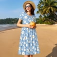 thumbnail image 4 of Naloa Daisies Flowers Print Womens Summer A-Line Dress with Pockets,Short Sleeve Dresses,Flowy Beach Swing Dress for Vacation Travel, 4 of 6