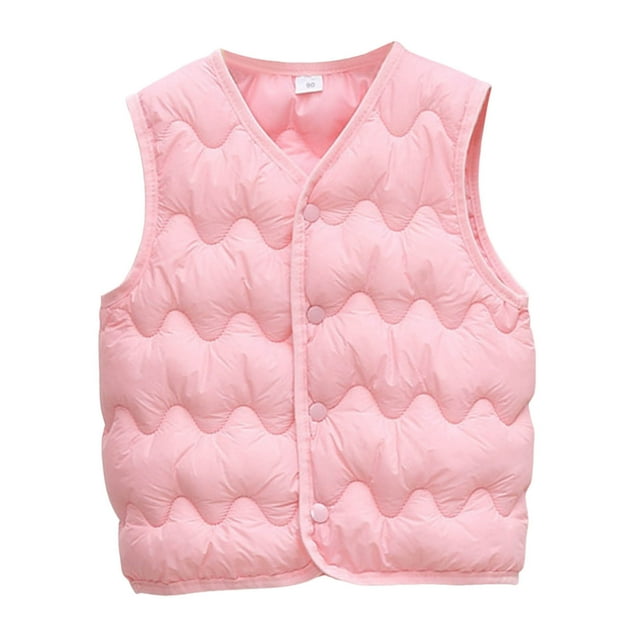 Girls Down Jacket Kids Winter Coat Warm and Windproof Vest for Autumn and Winter Fashionable Rounded Neck Design