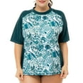 thumbnail image 1 of Camiseta de protección contra erupciones de talla grande para mujer, traje de baño de manga corta, protección solar UV, camisetas de baño de verano, 1 of 7