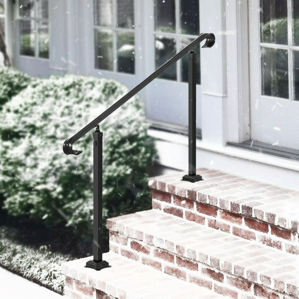 BENTISM Wrought Iron Handrail Stair Railing Fit 1-3 Steps Adjustable ...