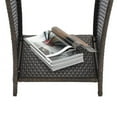 thumbnail image 6 of Patio Rattan Table - Seizeen 18'' Compact Size Coffee Table for Outdoor, Glass Top Small End Table with Storage, Brown, 6 of 11