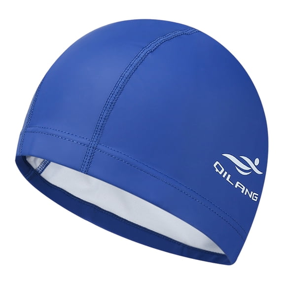 Leeye 2 Pack PU Swimming Caps for Adults, Large Unisex Swim Cap for Long Hair, Comfortable Stretchy Bathing Caps for Pool Training, Navy