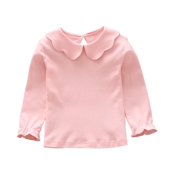 Karoyedx Baby Girls Clothes Toddler Girls Long Sleeve Shirts Crew Neck Tops for Baby Girl Ruched Side Slim Fit Fall Tee Pink Size,3-4 Years