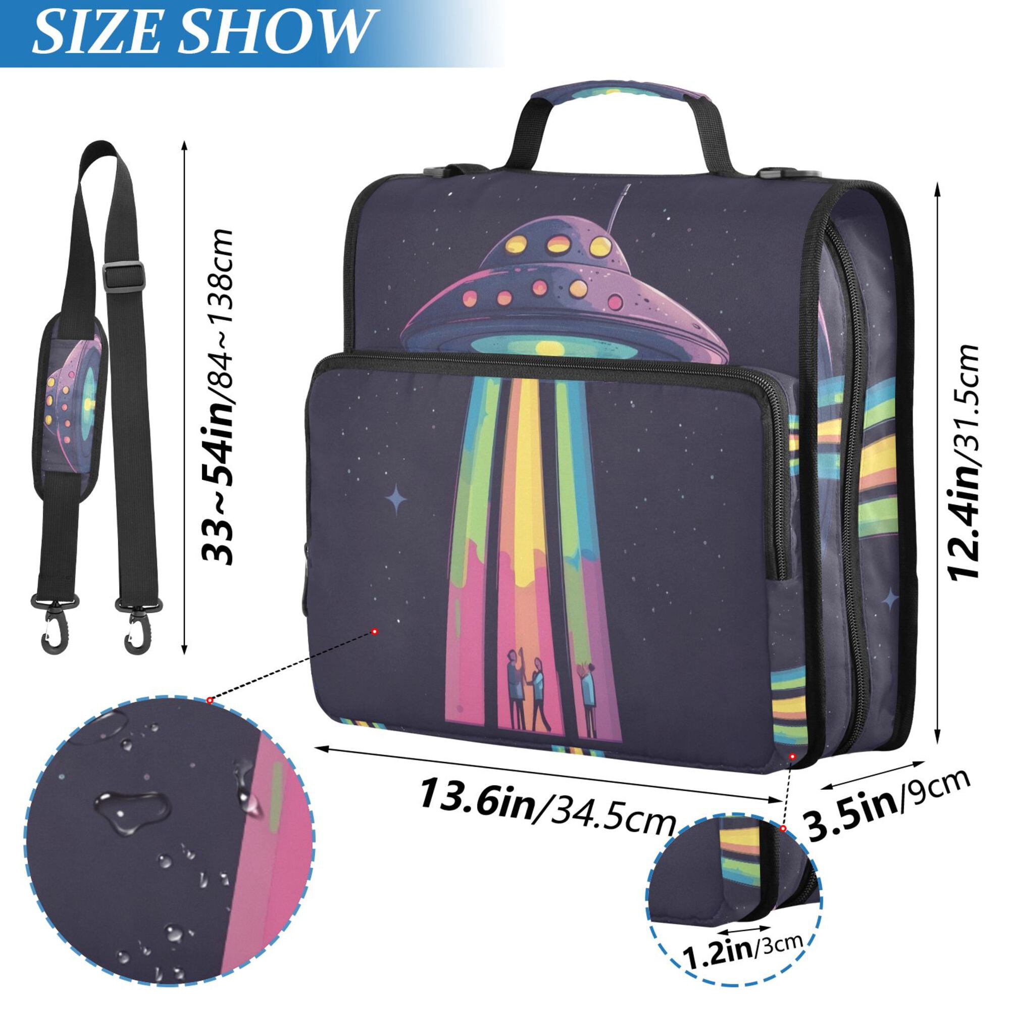 FORMRS Zipper Binder with Shoulder Strap 2-inch Ring 500 Sheet Capacity File Bag, Purple UFO