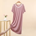 thumbnail image 2 of SROBPTY Womens Nightgowns Solid Short Sleeve Crew Neck Lace Sleepshirts, 2 of 5