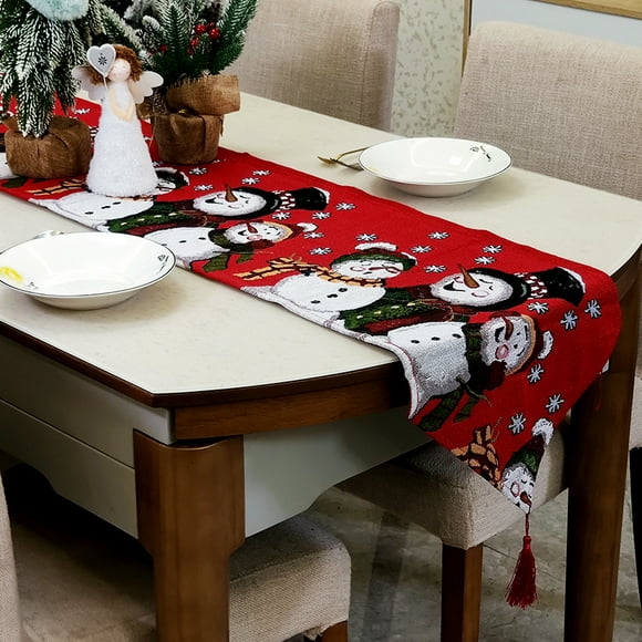 78" * 14" Christmas Tricoté table de Coureur, Nappe de Noël Créative, Décoration de table, Décoration de la Maison, Décoration de la Maison (Homme de Neige)