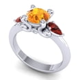 thumbnail image 2 of Diamond-Capitals 2.50 Carat Beautiful Round Citrine & Garnet Gemstone Proposal Ring for Ladies Solid 14K White Gold Size 11, 2 of 8